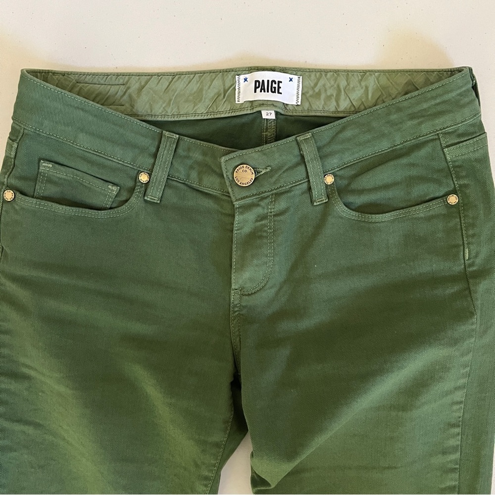 PAIGE Olive Green Skinny Jeans